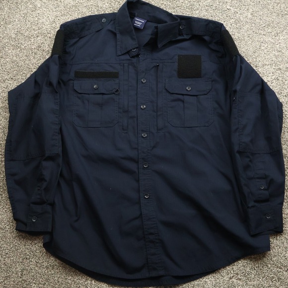 Propper Shirt Mens L Navy Blue Tactical Long Sleeve Workwear Patch Panel zip up - Picture 1 of 8